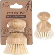 White Magic Eco Basics Pot Brush, Recycled Plastic Bristles + Bamboo Handle, Perfect for Cleaning Pots, Pans and Vegetables, 6cm diameter head, Brown