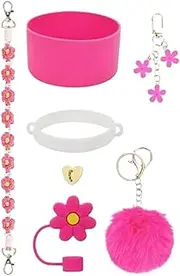 Cup Accessories - Water Bottle Accessories, Silicone Protective Cover Charm Keychain, Plush Toy Key Chain for Plush Toy for Flower Straw Lid for Cas