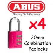 ABUS Combination Padlocks - Resettable 30mm x4 BULK LOT High quality - PINK