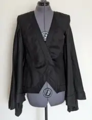 NEW Sass & Bide Womens Beam Me Up Cape Jacket Black Black Linen Blend Sz 36 / 6