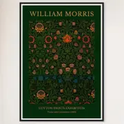 Galrie William Morris Cotton Prints Exhibition Artwork Violet and Columbine (1883) Home, Black Frame, 70 x 100cm (28 x 40inch)