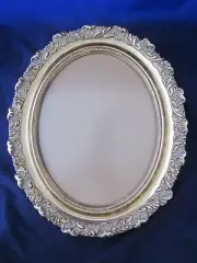 Composition & Wood Oval Picture Frame Ornate Baroque Painted Gold 10x13 VINT NEW