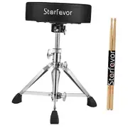Drum Throne Height Adjustable Padded Seat Drum Stool, with 5A Drumsticks