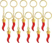Framendino, Italian Red Horn Keychain Chili Pepper Key Chains Italy Key Ring Charm Rear View Mirror Keychains (Sliver)