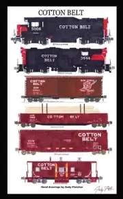 Cotton Belt Manifest Train 12"x18" matted poster Andy Fletcher signed