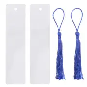 2pcs, Sublimation Blank Bookmark Double Sided with Dark Blue Normal Tassels