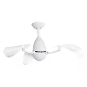 Martec Vampire 1067mm Retractable 3 Blade DC Remote Control Ceiling Fan with 15w LED Light - White Satin/Clear