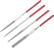 uxcell 4pcs Mini Diamond Needle File Set 120 Grits Small Metal Files Round Flat Triangular Square File Hand Tools for Glass Wood Stone