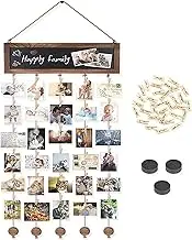 Wall Photo Display Board | Photo Hangings Clips String Wall Pictures Organizer - Wooden Wall Photo Display Grid, Hangings Photo Display for Cards Holder Pochy