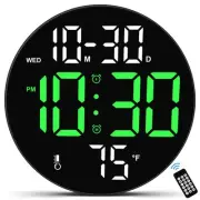 Digital Wall Clock Large Display with Remote Control, Plug in LED Digital Ala...