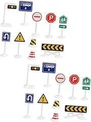 SUPVOX 20Pcs Mini Traffic Signs Playset for Road Sign for Educational Learning for Indoor Play and Early Education Activities