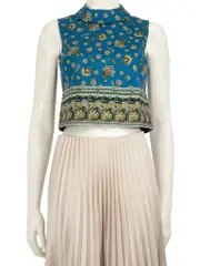 Blue Floral Patterned Top