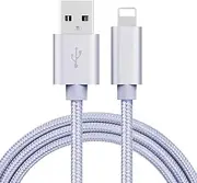 Braided Charging Cable 1M/2M, USB A to for iPhone Charger Cable, Nylon Fast Charging Cord Compatible with iPhone 14/13/12/11/X/8/7/6, iPad, and More (Silver, 2M)