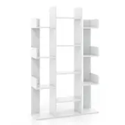 Costway Wooden 13 Sorage Bookcase Open Display Shelf Study Office White