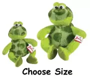 Croakers Small Dog Toys Plush Green Frogs Ribbit Croaking Sound Chip Choose Size