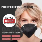 Black 50 Pcs KN95 Protective 5 Layer Face Mask Black K N95 Disposable Mask