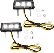 VGOL 2 Sets Motorcycle License Plate Light 12V Motorcycle License White LED Light Motorbike Number License LED Light Motorcycles Universal White Tail Light