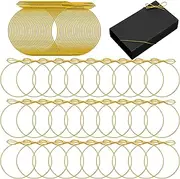Berlune 120 Pcs Gold Stretch Loops with Pre Tied Bows 20 Inches from Elastic Ribbon Elastic Cord Ribbon Gift Box Bows Elastic Ribbon String for Gifts Box Craft Bags