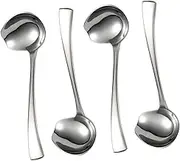 TOPPERFUN Duckbill Spoon Set Large Sauce Soup Spoons Mirror Polished Stainless Steel Ergonomic Handle