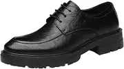 [QEEFXLQI] Men's Leather Shoes Thick Sole Leather Shoes for Men, Thick Sole Formal Shoes for Business, Casual Leather Shoes(Black,40)