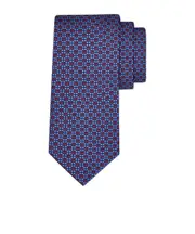 Gancini and hearts printed silk tie One size Blue/Sky Blue