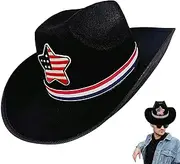 [Generic] Mens Cowboy Hat | Cowboy Cowgirl Hat for 4th of July - Five-Pointed Star Classic Western Felt Headwear, Costume Accessory for Men Women