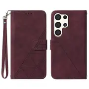 YB Imprinting Series-1 For Samsung Galaxy S24 Ultra Case with Strap Wallet Phone Leather Cover