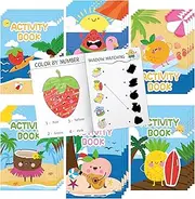 Summer Activity Books for Kids - 48Pcs Coloring Fruits Books Set Bulk Summer Tropical Search Mazes Word Scramble Games Mini Books for Party Goodie Bags Stuffers School Classroom Favors