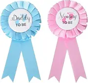 [Guqqeuc] Daddy Mommy to Be Tinplate Badge Pin for Baby Shower Button Pins New Mom Dad Gifts Gender Reveal Party Favors Baby Shower Button for New Mother Father 2pcs, Small