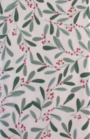 Sprigs of Mistletoe with Red Berries Vinyl Flannel Back Tablecloth Var Sizes