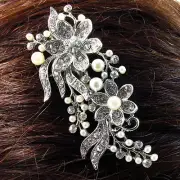 USA Hair Comb vintage Crystal Handmade Bridal wedding prom pearl pin silver 16