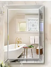 Polished Beveled Vanity Frameless Bathroom Mirror 36” L x 24” W
