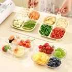 Food-safe Dinner Plate with Handle 4-compartment Dried Fruit Snack Space-saving