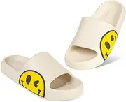 [Uonesone] Sliders Women Men Beach Slippers Summer Sandals, EVA Open Toe Soft Slippers, Non-Slip Quick Dry Shower Shoes Indoor Outdoor Bathroom Pool Shower Shoes Smiley Face Slippers