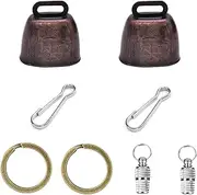 Yitaocity 2Pack Retro Brass Bell, Dog Cat Collar Bell Pet Bells, Cow Horse Sheep Grazing Copper Bells,Cattle Farm Animal Loud Bronze Bell,Pet Anti-Theft Bell With Pet Anti- Lost Tags Tubes