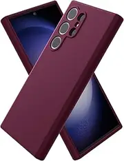 [CUZMIGO] for Samsung Galaxy S22 Ultra Case Liquid Silicone, Slim Fit Thin Soft Shockproof Phone Case for Women Girl Men Cute, Upgraded Camera Protection and Microfiber Lining, Burgundy