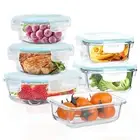 Glass Food Storage Containers With Lids Airtight 6 Pack, Not Easy Broken & Le...
