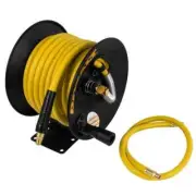 Manual Air Hose Reel, 3/8 in. x 50 ft. Oil and Kink Resistant Air Hose with 4 ft