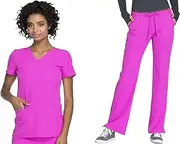 [HeartSoul] Women's Pitter-Pat Shaped V-Neck Top 20710 & Heartbreaker Drawstring 20110 Pant Scrub Set