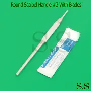 Stainless Steel Round Scalpel Handle #3 +5 Sterile Surgical Blades #15