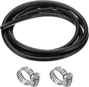 uxcell Lubricating Oil Hoses, (3/16") 8mm ID x 14mm OD 9.84FT Rubber Tubing Hose Pipe Rubber Hose W 6pcs Clamps for Irrigation/Small Equipment/Outdoor/Garden Water Tubing [Black]
