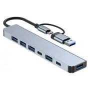 USB Type-C Type-A 7-in-2 Multiport Adapter HUB 5Gbps High Speed fr Mcbook/Laptop