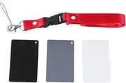 Grey Card Black White Balance Card, 3 in 1 Digital Color Correction Set 18% Exposure Photography Card for Video DSLR and Film with Strap