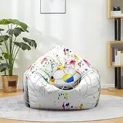Morbuy Bean Bag Cover, 3D Football Print Sofa Cover Lazy Lounger Bean Bag No Filler Detachable Washable Puff Sofa Lounge Recliner Sac for Indoor Outdoor (80x90cm,Dye Football)