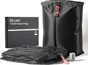 Relime Vacuum Bags for Travel with Wireless Vacuum pump, Revolutionary Reusable Compression Bags for Travel Suitcases and Backpack, Space Saver Bags for Travel (2PC + PUMP)