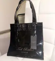 Ted Baker London Alacon Glitter Bow Small Ikon Bag Tote Glossy Patent Twinkit