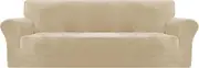 XINEAGE Thick Velvet Extra Large Sofa Covers 4 Seater Super Stretch Non-Slip Oversized Sofa Cover for Dogs Cat Pet 1-Piece XL Sofa Cover Elastic Furniture Protector (4 Seater, Camel)