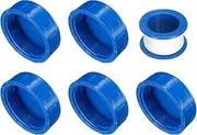 sourcing map 5Pcs 2 Inch PT Female Thread PVC Pipe Fitting Cap, Cleanout Water Drain End Caps, Pipe Plug Socket Fittings with Tape for Water Heater Supply Lines, Plumbing, Blue