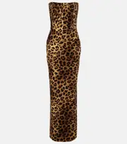 [The New Arrivals Ilkyaz Ozel] The New Arrivals Ilkyaz Ozel Ambra leopard-print cotton corset gown AU 14 neutrals