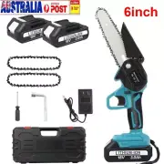 6" Chainsaw Cordless Battery Rechargeable Wood Cutter Saw Chain Saws Electric AU